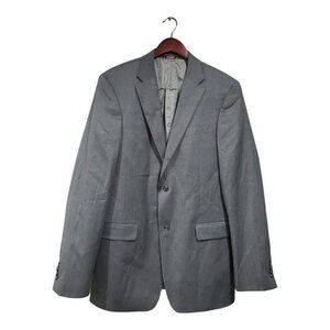 Tommy Hilfiger Mens Two Button Blazer Gray Wool Blend Sport Coat Jacket Size 38L
